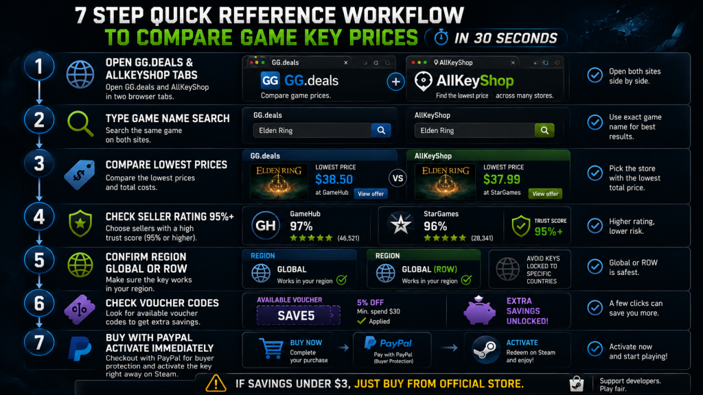 7 step quick reference compare game key prices in 30 seconds workflow