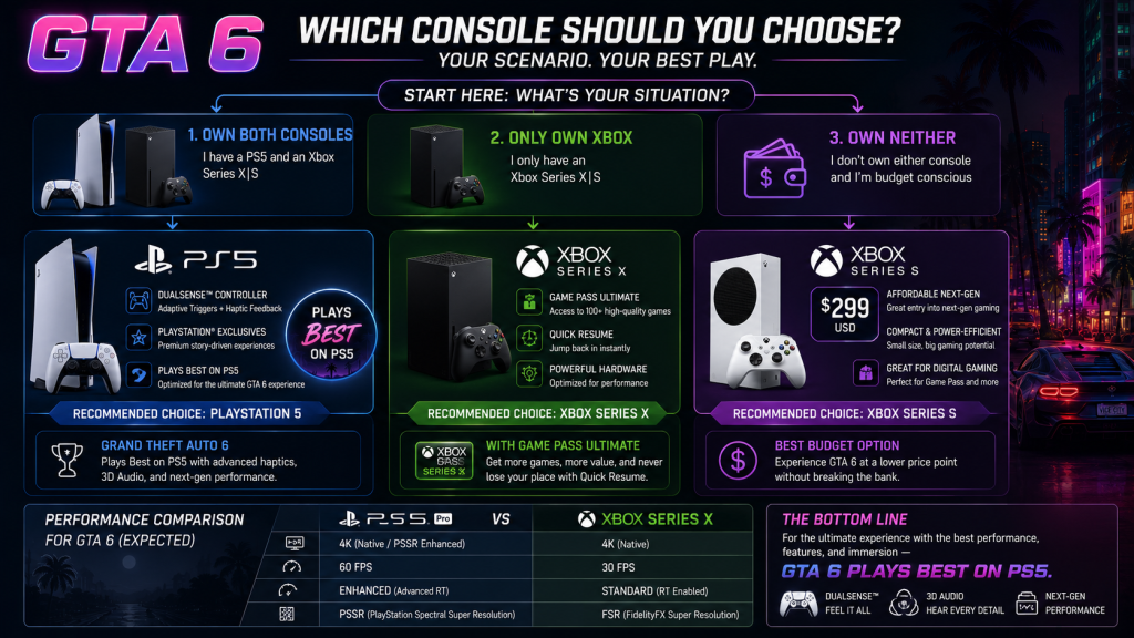 GTA 6 which console to buy decision guide own both pick PS5 own Xbox stick with Series X budget pick Series S 299 dollars