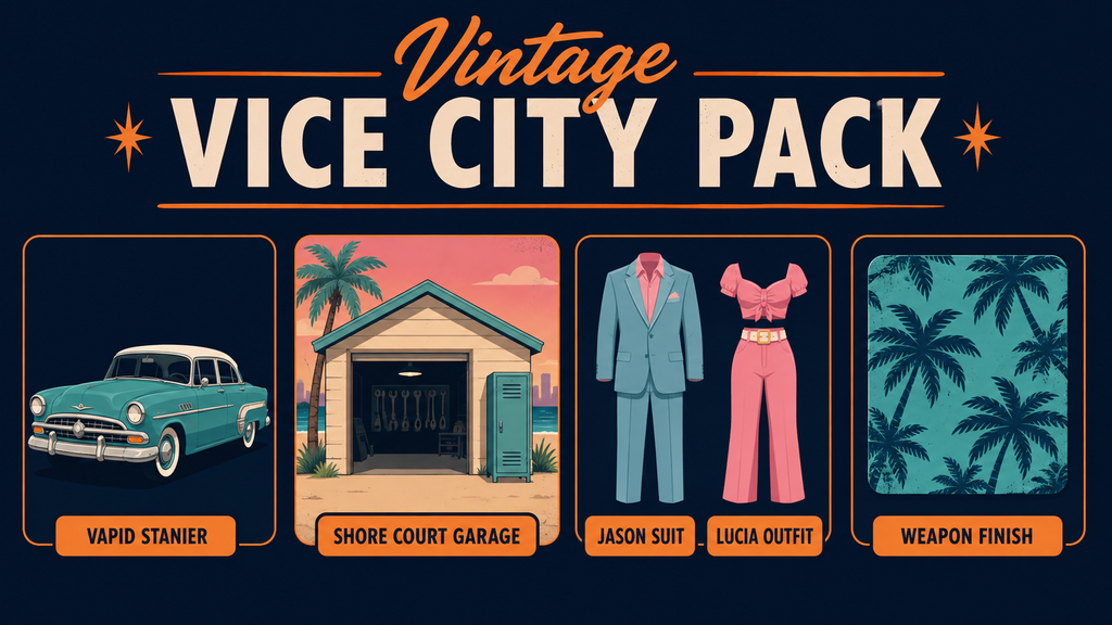 GTA 6 Vintage Vice City Pack pre-order bonus contents car garage outfits weapon finish