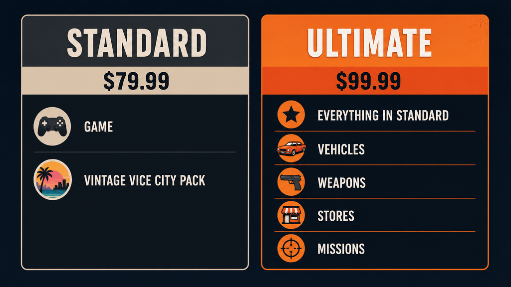 GTA 6 Standard vs Ultimate edition comparison what each includes